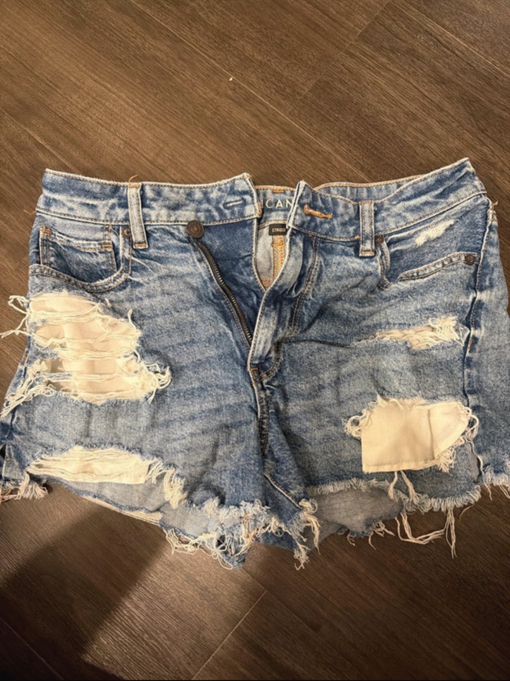 American Eagle Outfitters Light Blue Distressed Denim Shorts